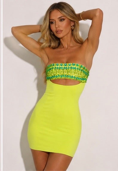 Limoncello Luxe Embellished Mini Dress